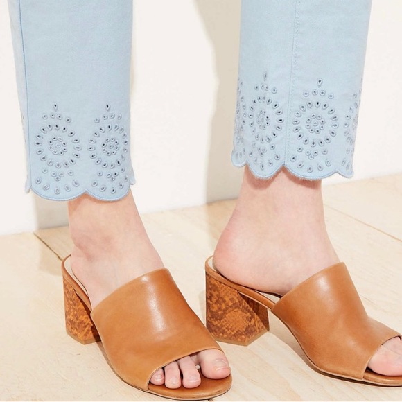 Loft petite eyelet hem girlfriend chino blue pants Size: 00p NWT - Picture 6 of 8